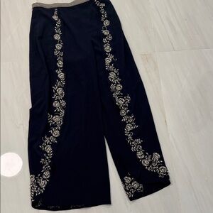 Alice + Olivia Navy pants with Pearl Embellishments